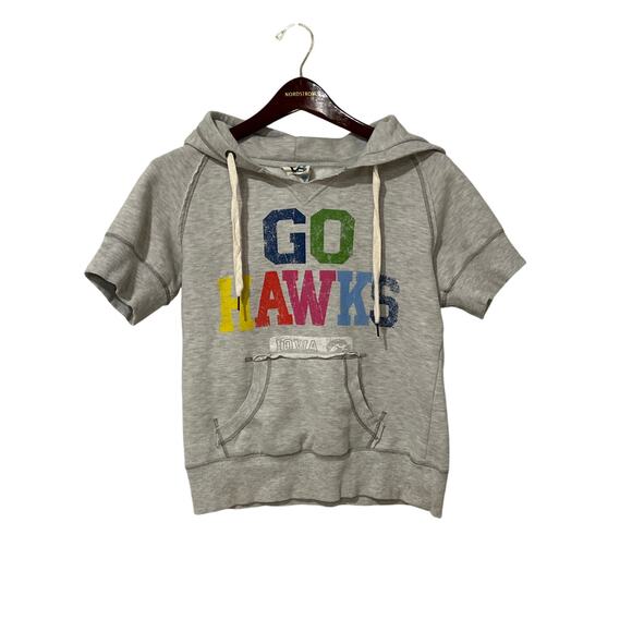 Women's Gray Iowa Hawkeyes Short Sleeve Hoodie, Size Medium, #KB297 - Picture 1 of 4